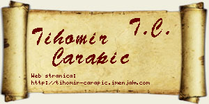 Tihomir Čarapić vizit kartica